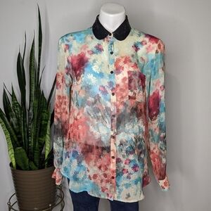 ✨3/$15 Bellatrix floral watercolor button up M